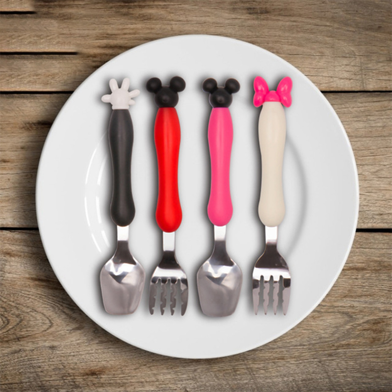 Baby Food Product - Cartoon Mickey Children Spoon Fork Set